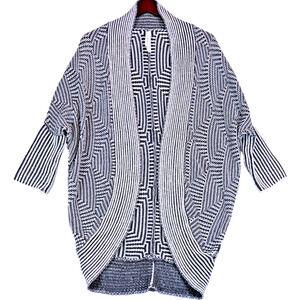 Aeropostale Women's Black White Cardigan Sweater Cable Knit Open Front Size S/P